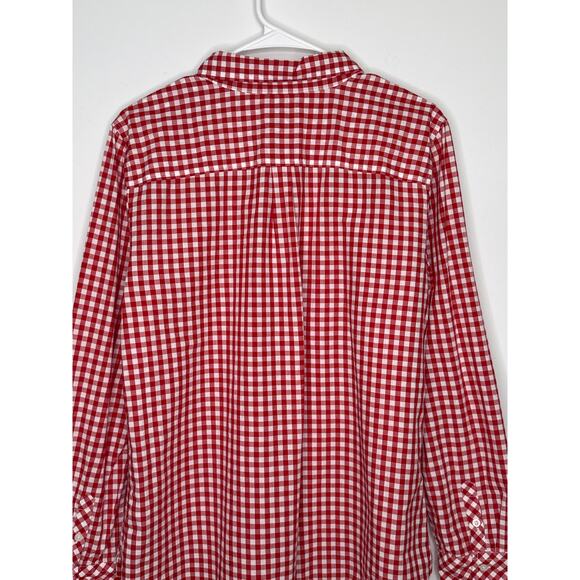 Talbots red gingham button-down shirt blouse holiday preppy size large - Picture 13 of 13